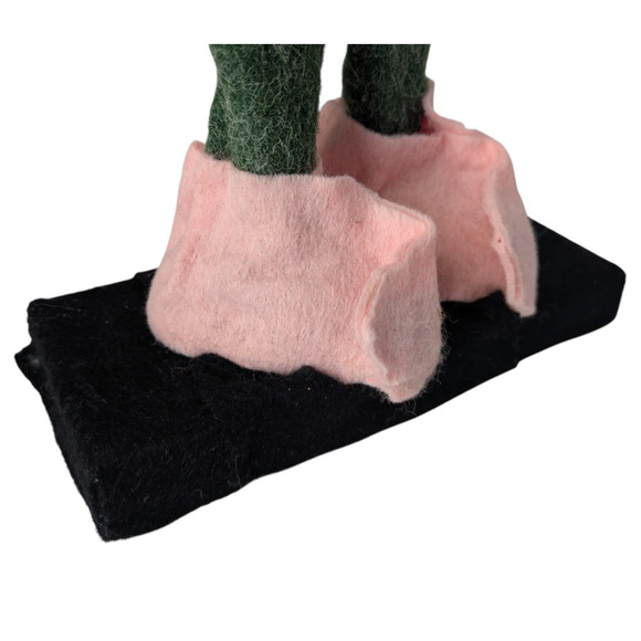 Vintage Musical Windup Pixie Christmas Elf Head Moving Green Pink on Stand Japan - Picture 9 of 11